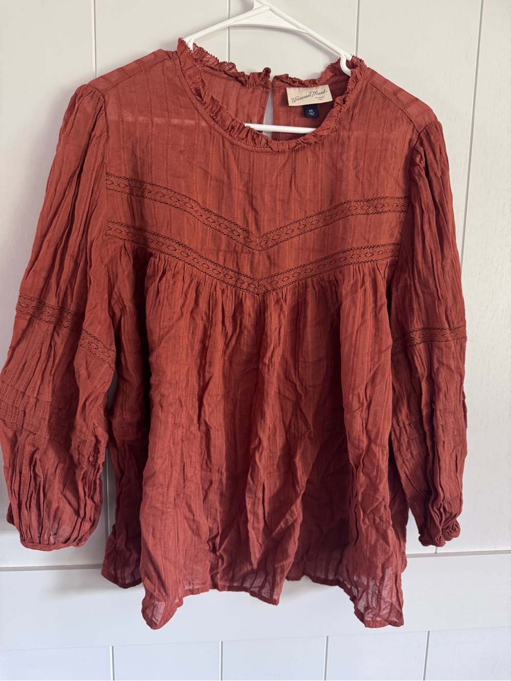 Universal Thread Rust/Terracotta Peasant Blouse